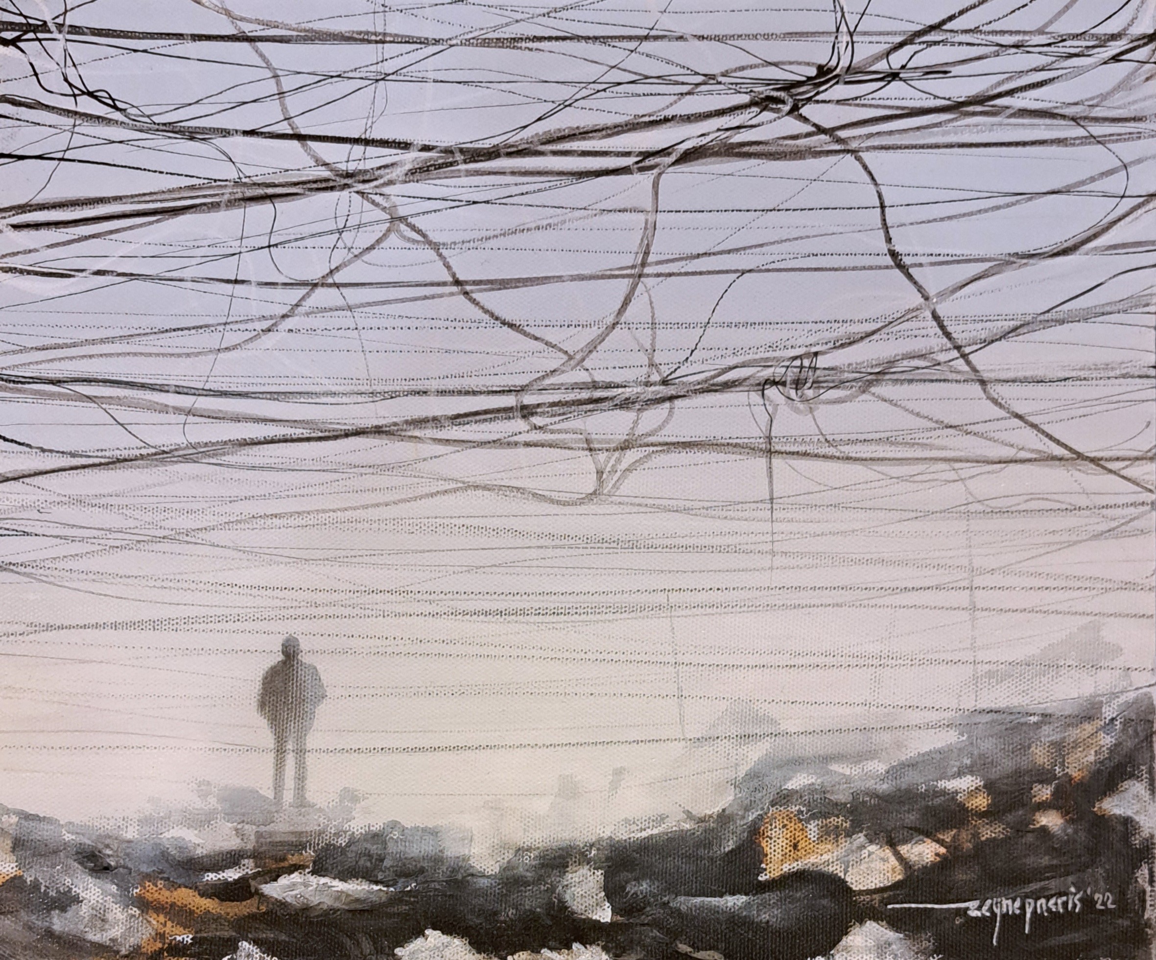 Mist 2022 Acrylic on canvas 25 × 35 cm
